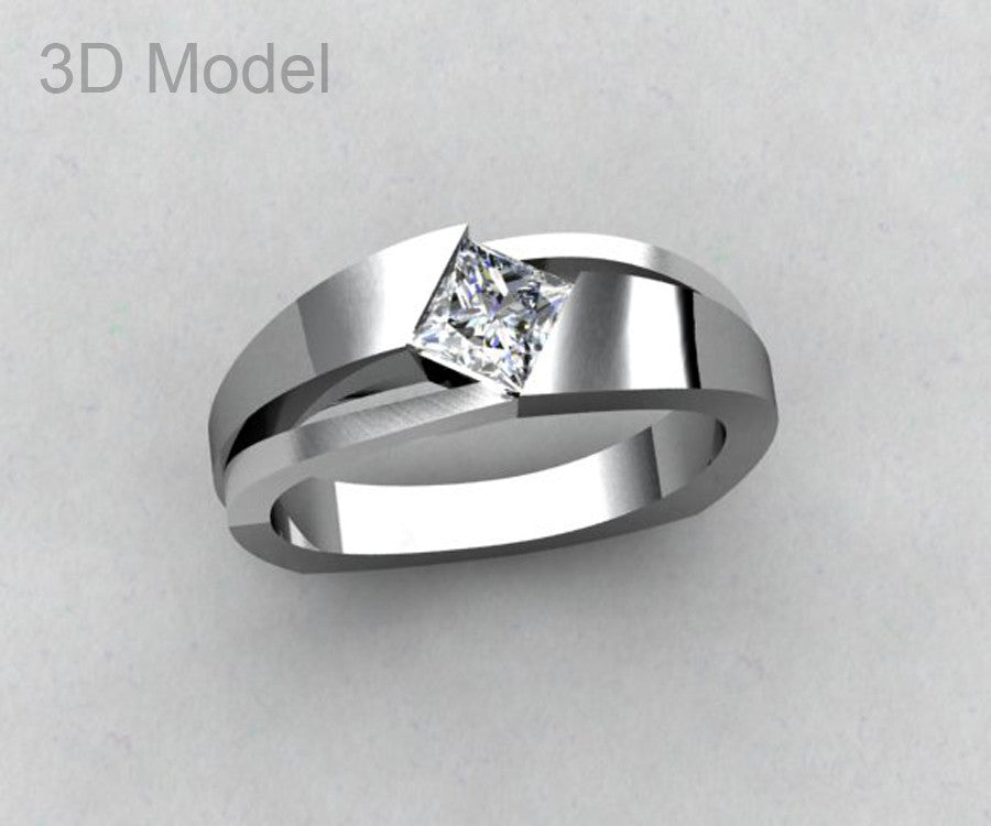 contemporary modern princess cut diamond solitaire custom wedding engagement ring