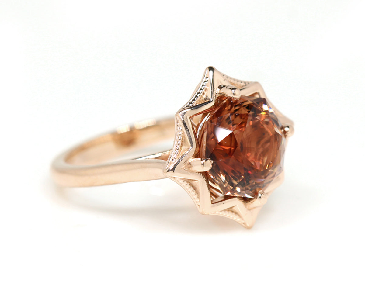 Sunstone Starburst Rose Gold Ring
