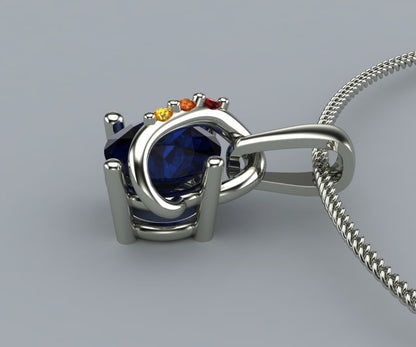 Colgante de zafiro azul colorido con forma de espiral personalizado