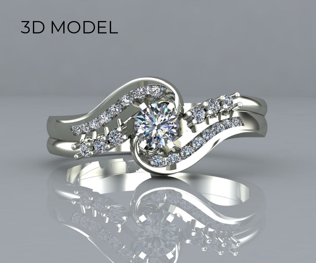 Curved Twist Diamond Channel Wedding Ring