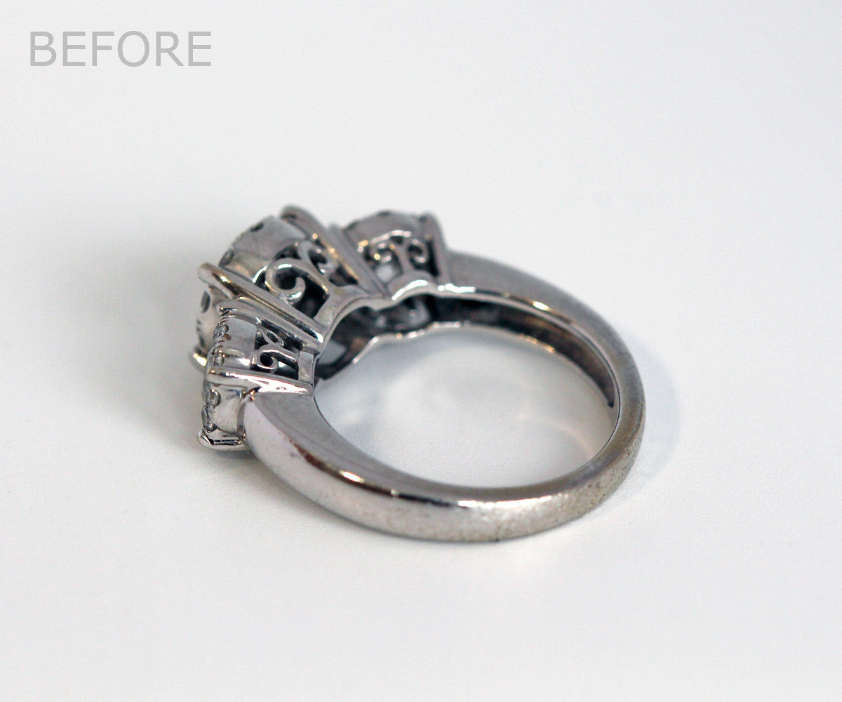Three Bezel Halo Pink Gold Wedding Ring Redesign