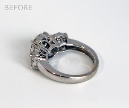 Three Bezel Halo Pink Gold Wedding Ring Redesign