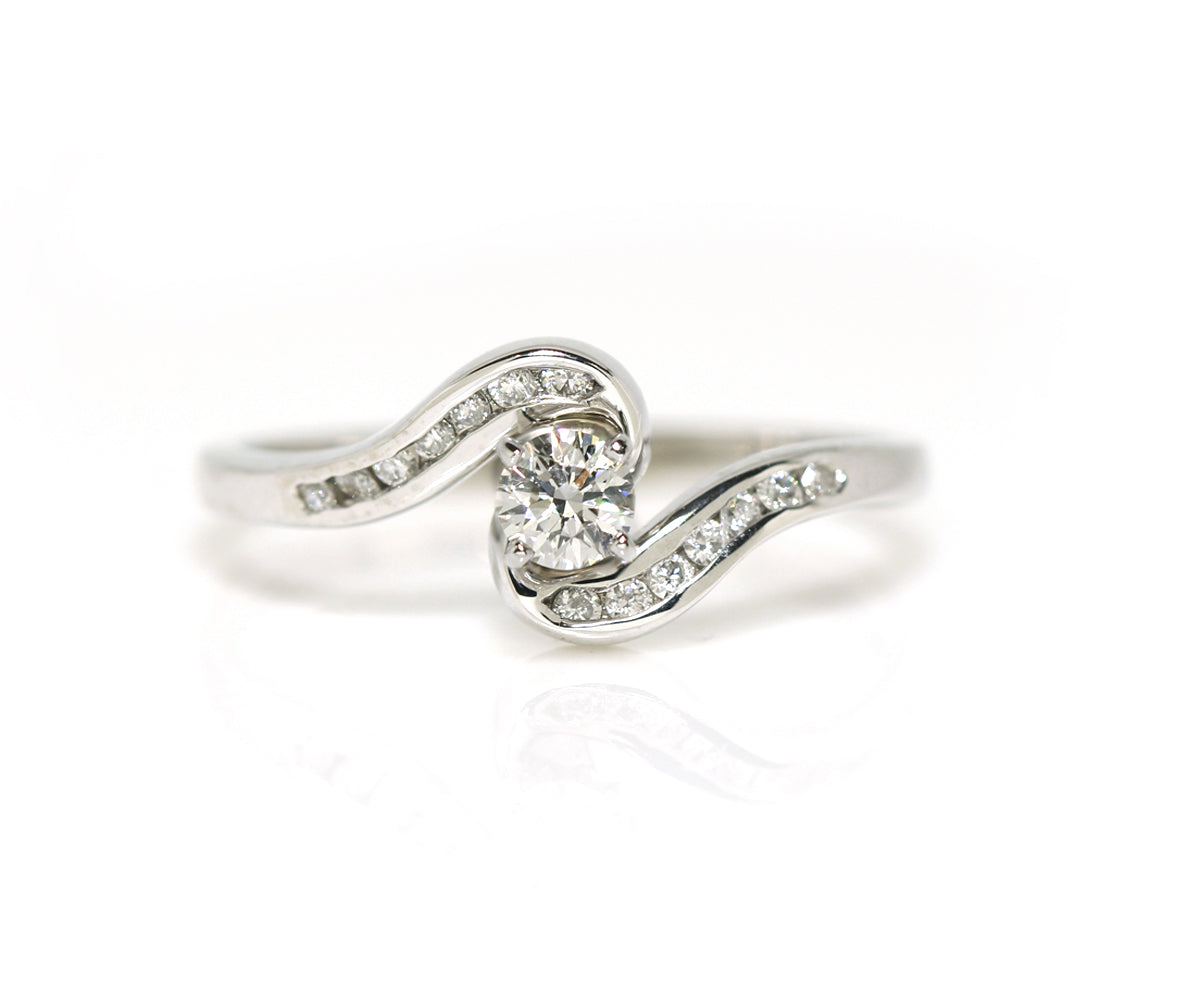 Curved Twist Diamond Channel Wedding Ring