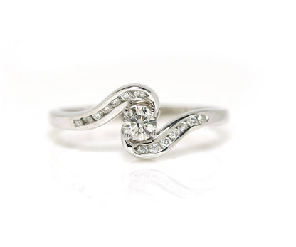 Curved Twist Diamond Channel Wedding Ring