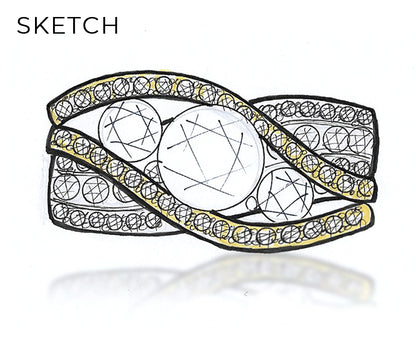 Twist Two-Toned Three Diamond Wedding Ring