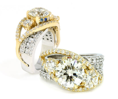 Twist Two-Toned Three Diamond Wedding Ring