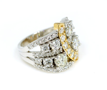 Wide Two-Tone Swirl Diamond Family Ring