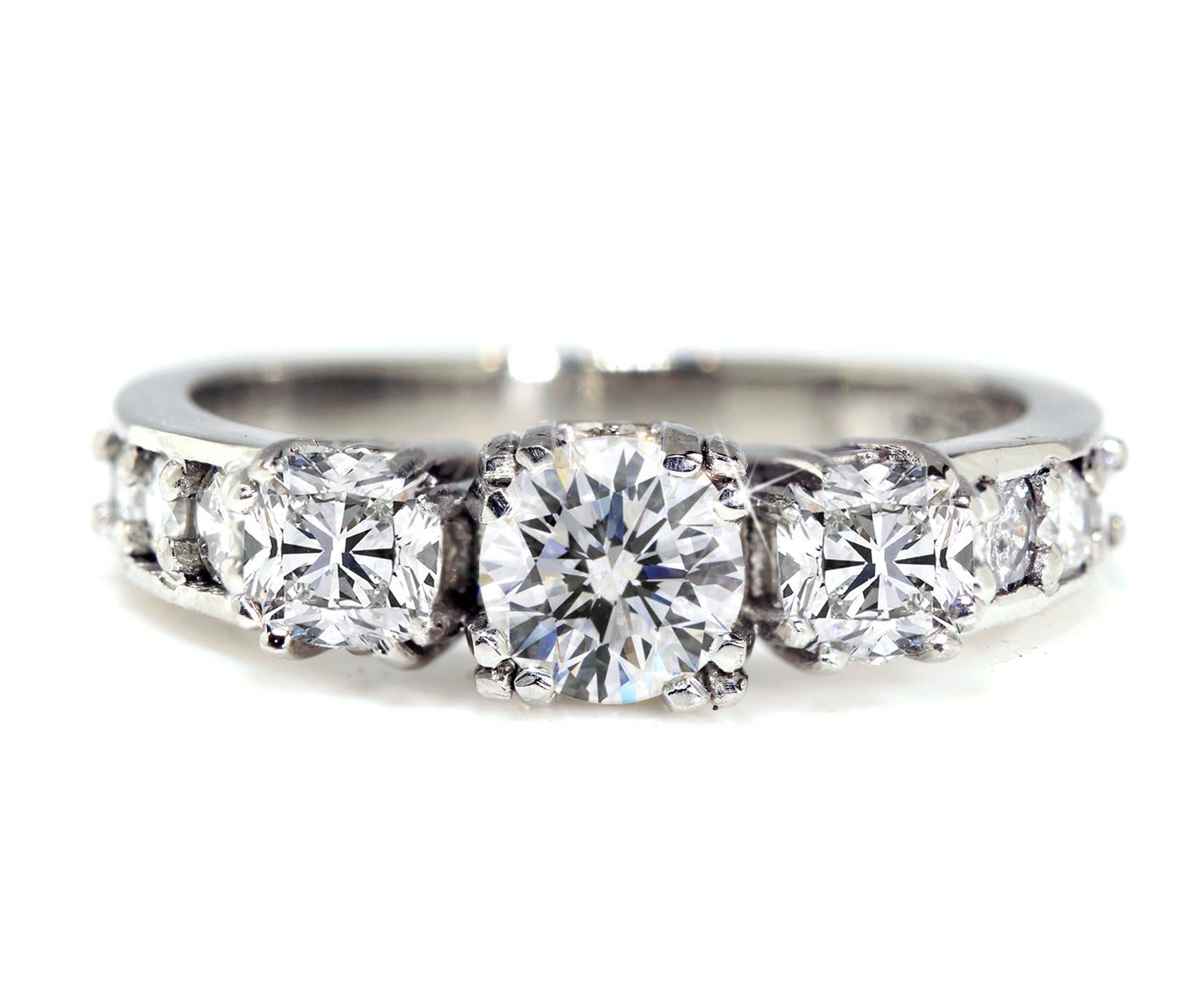 Vintage Cushion Diamond Engraved Wedding Ring