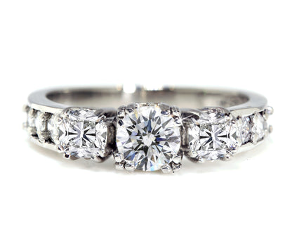 Vintage Cushion Diamond Engraved Wedding Ring