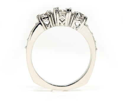 Vintage Cushion Diamond Engraved Wedding Ring