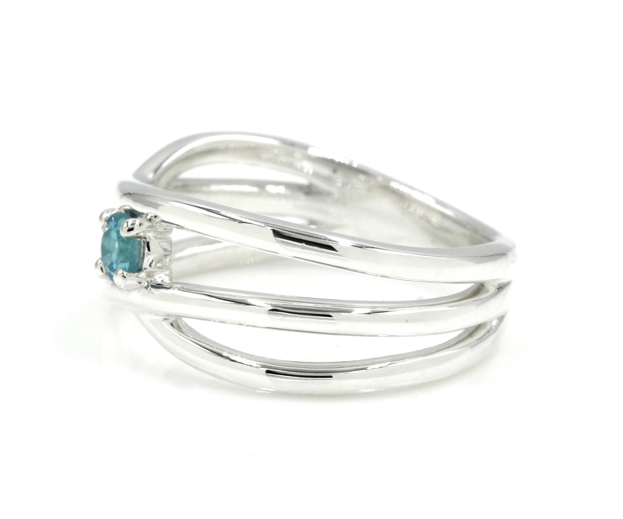 Weave Criss-Cross Gemstone Silver Ring