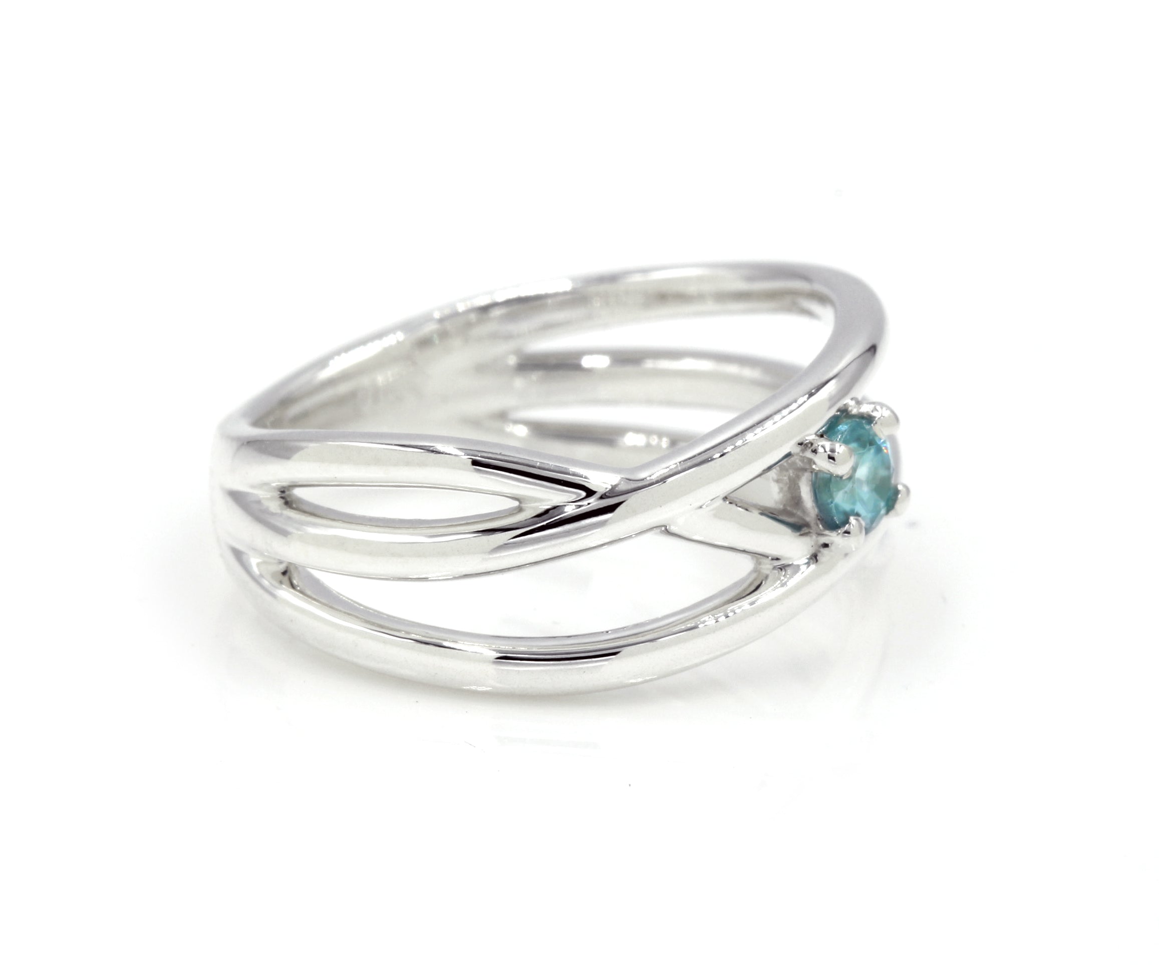 Weave Criss-Cross Gemstone Silver Ring