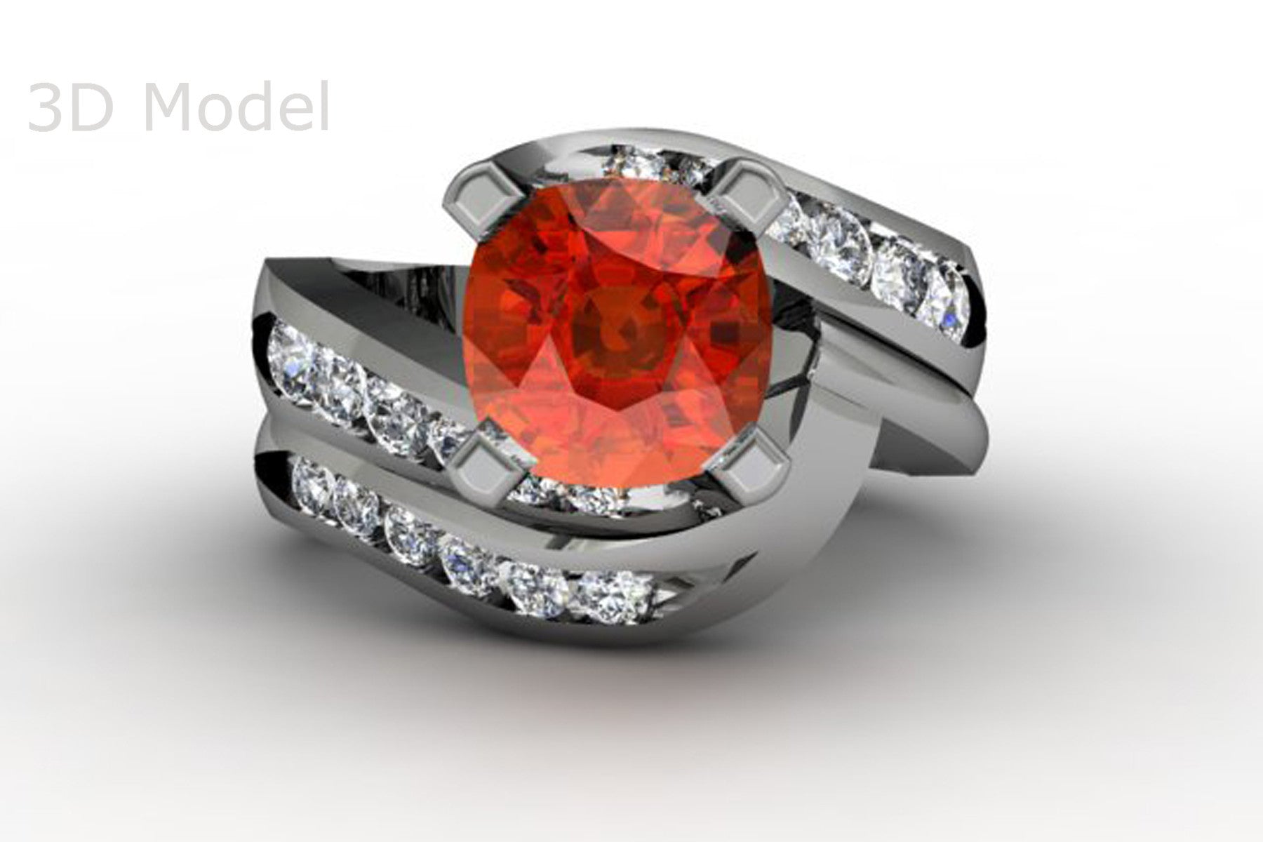 Custom Orange Sapphire Wedding Ring Set