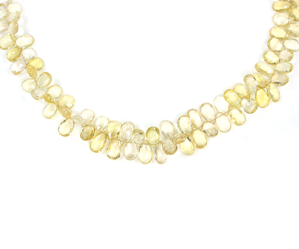 Yellow Aquamarine Briolette Gold Strand Necklace