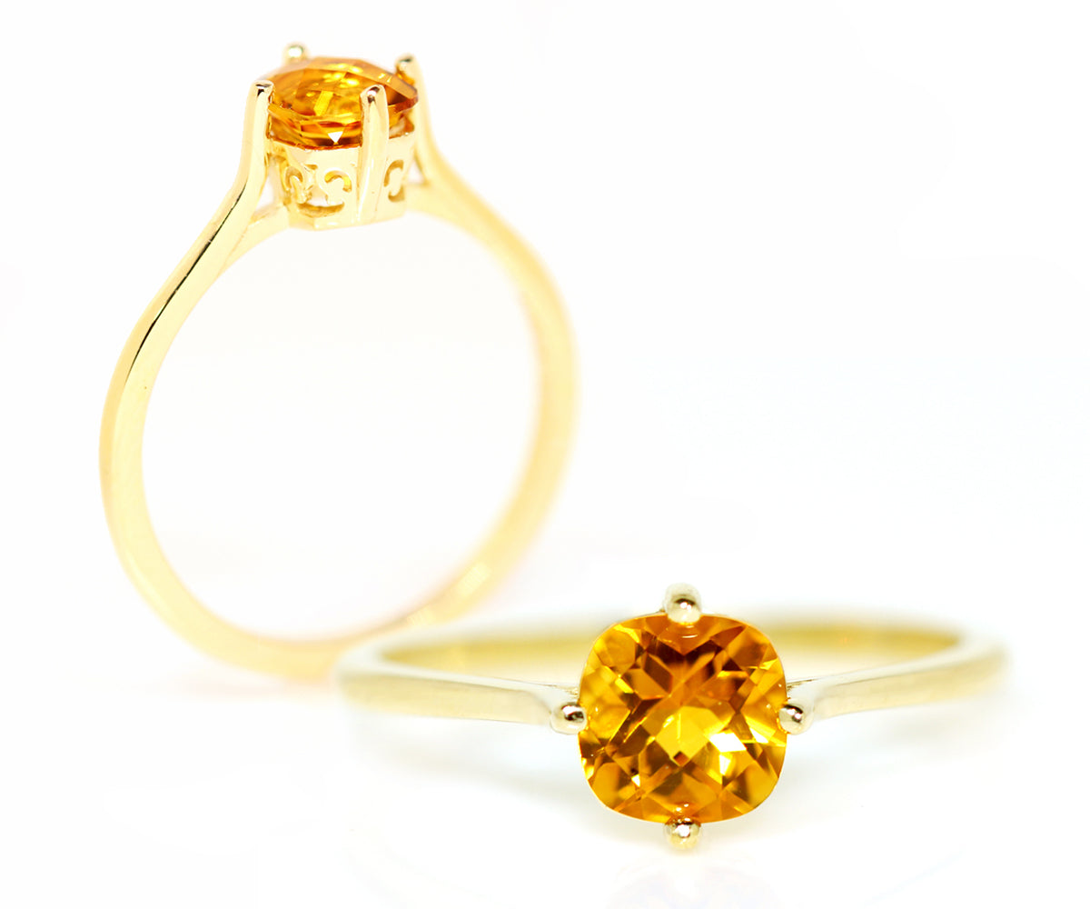 yellow gold vintage simple solitaire yellow citrine gemstone ambrosia ring