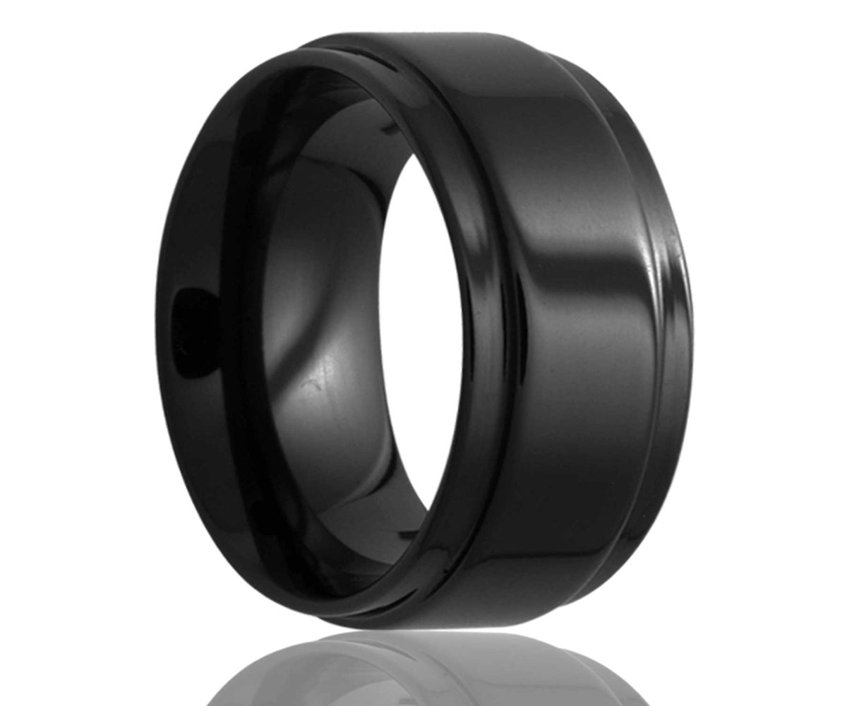 Anillo de cerámica con borde escalonado negro