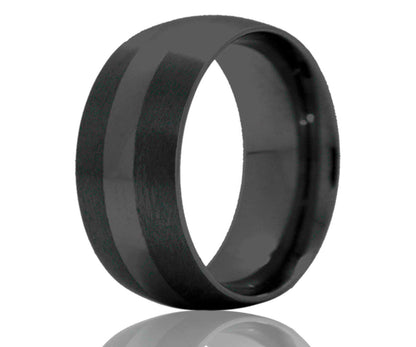 Black Ceramic Classic Satin Center Domed Ring