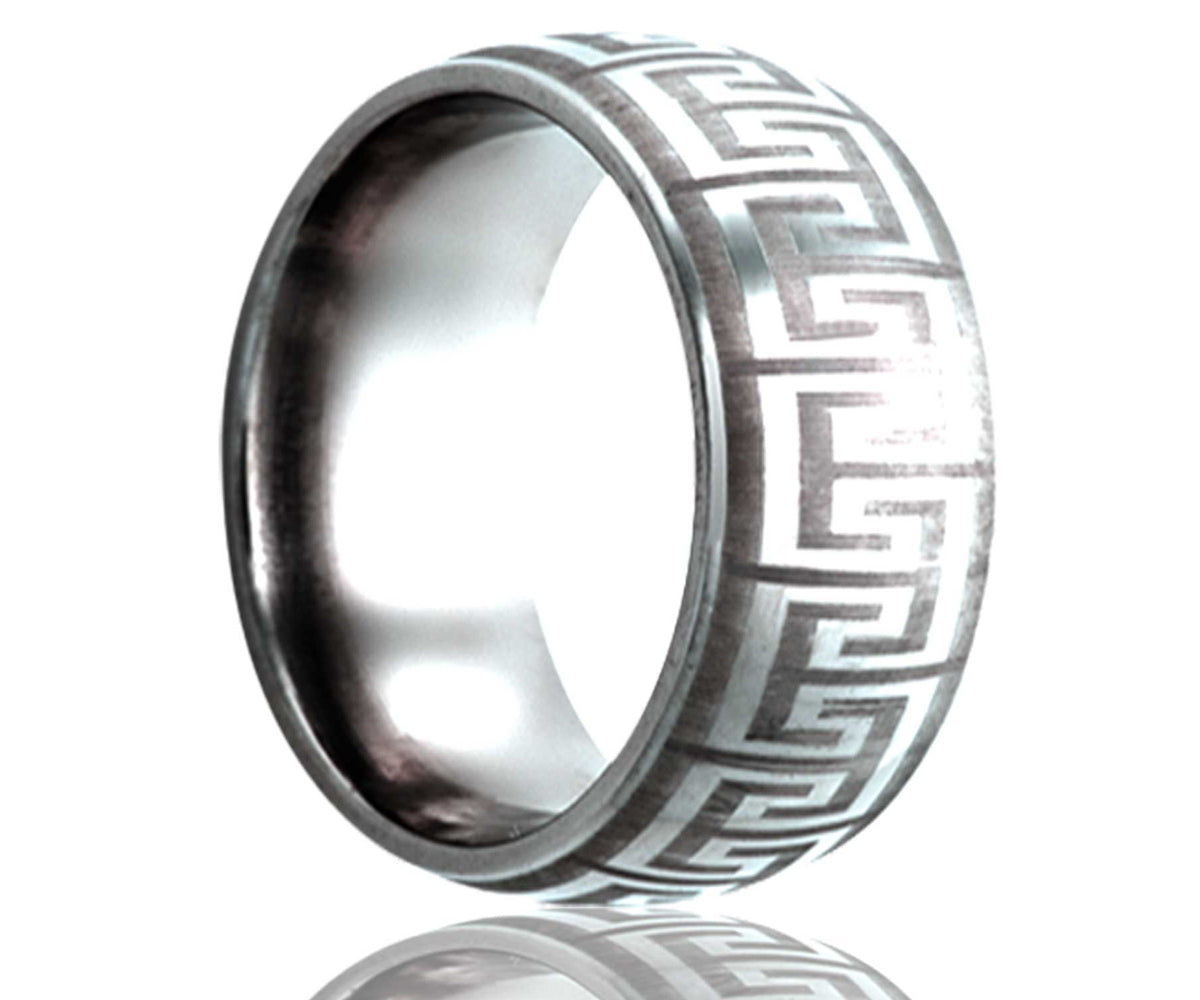 Anillo geométrico grabado con láser y cúpula de cobalto