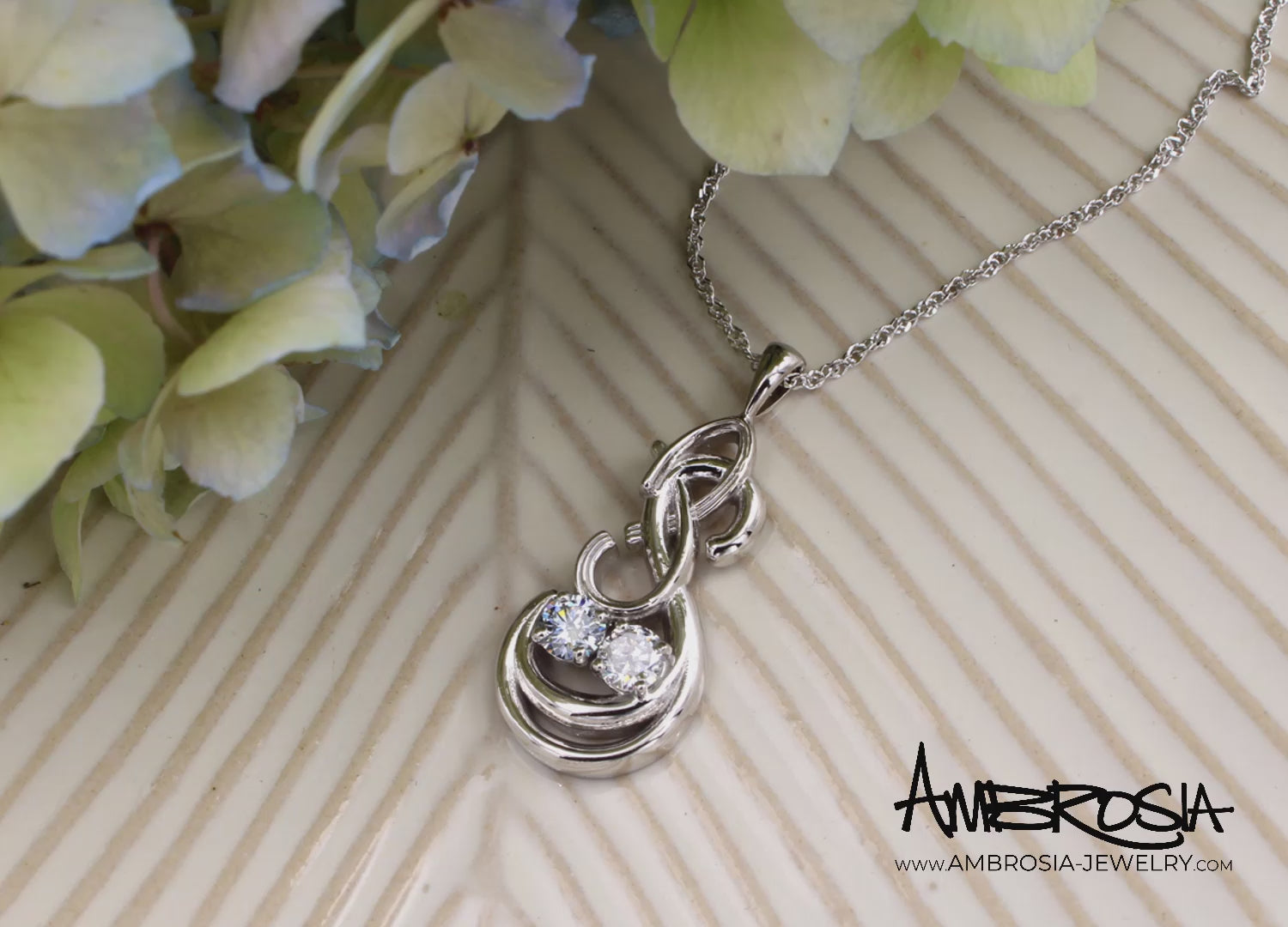 Double Diamond Initials Swirl Necklace