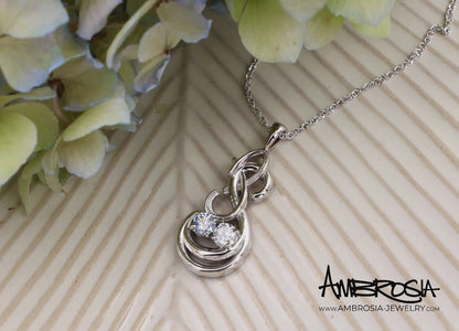 Double Diamond Initials Swirl Necklace