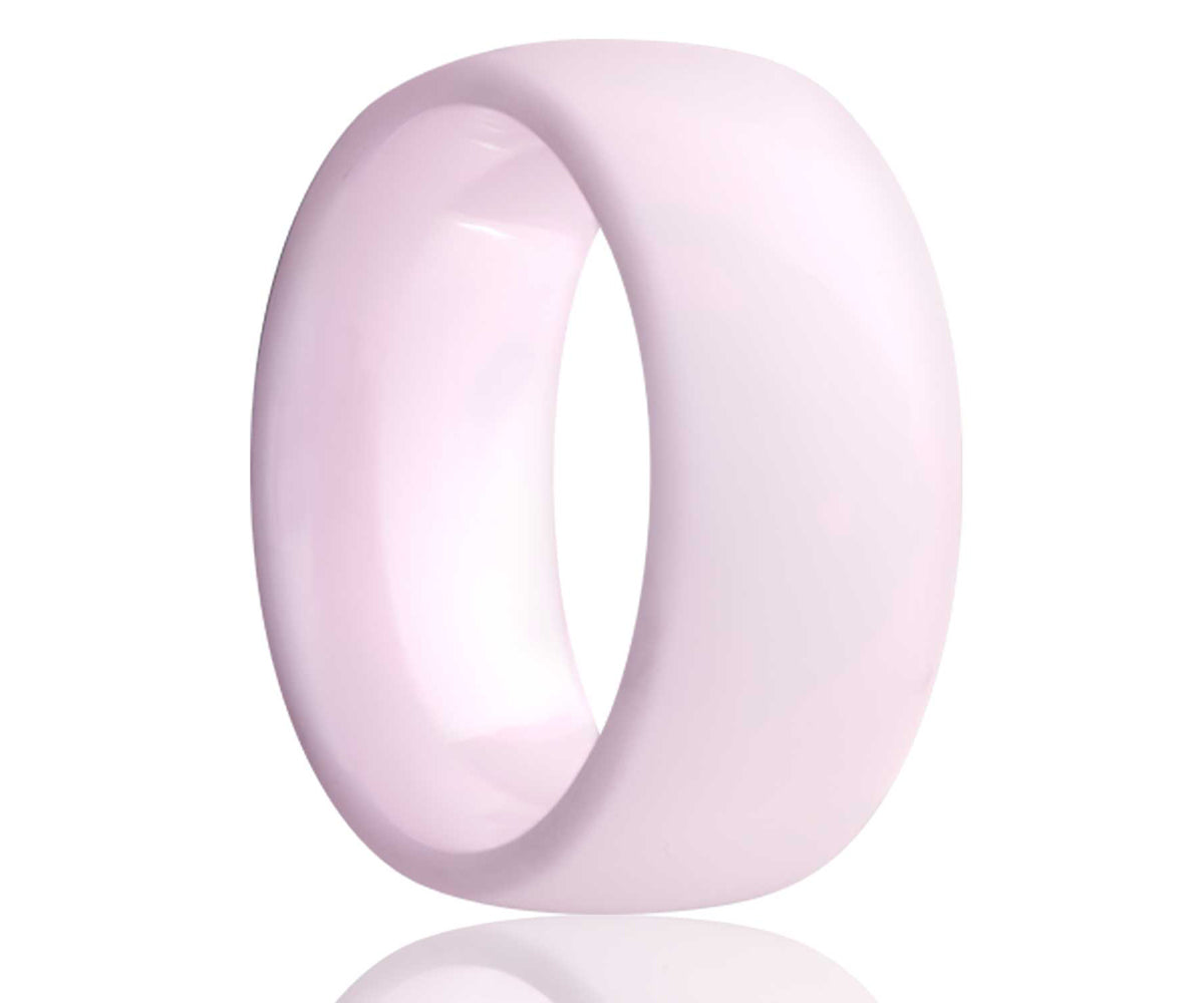 Anillo de cerámica pulida con chorro de arena de color rosa