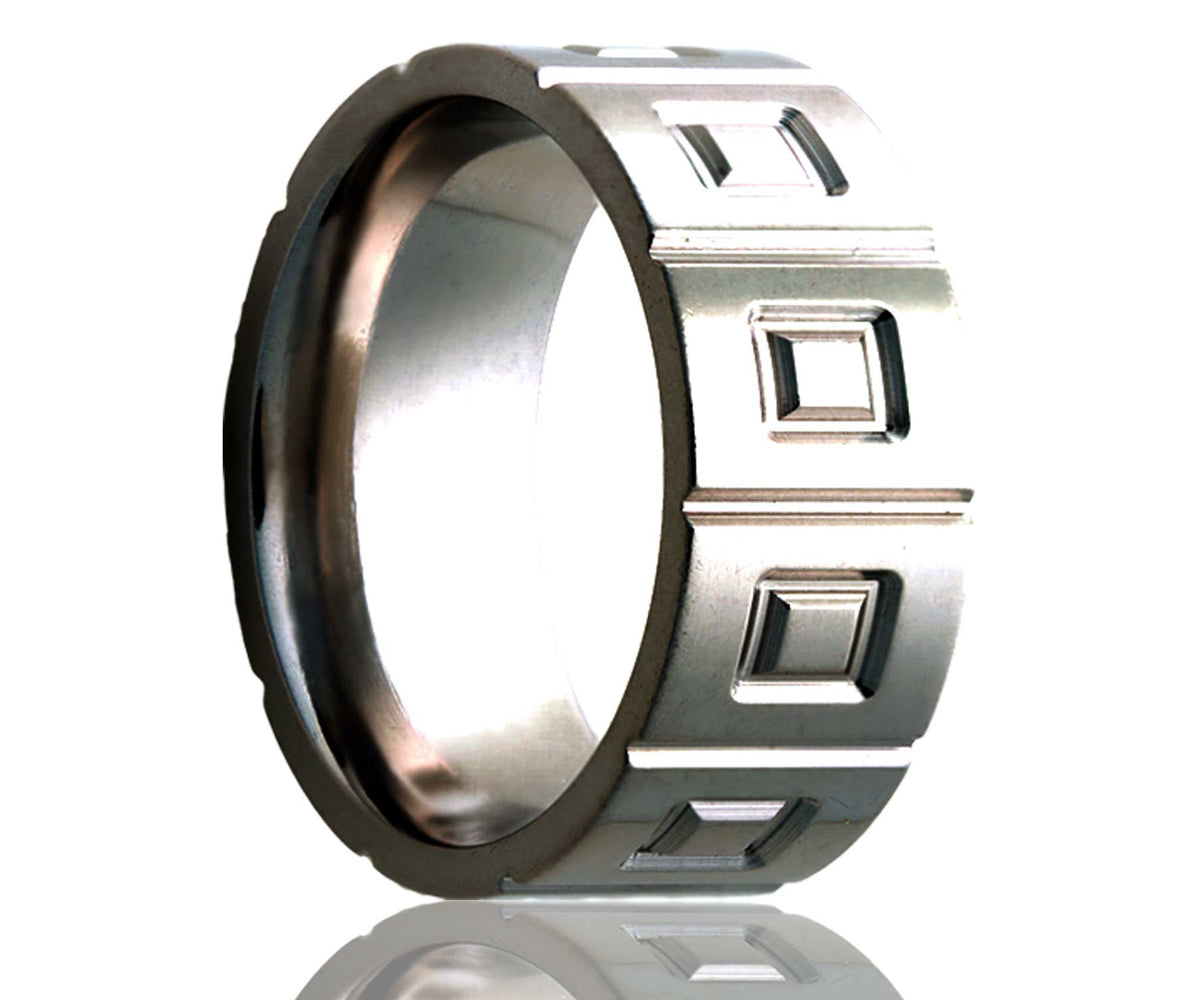 Anillo fresado de titanio con ventana plana