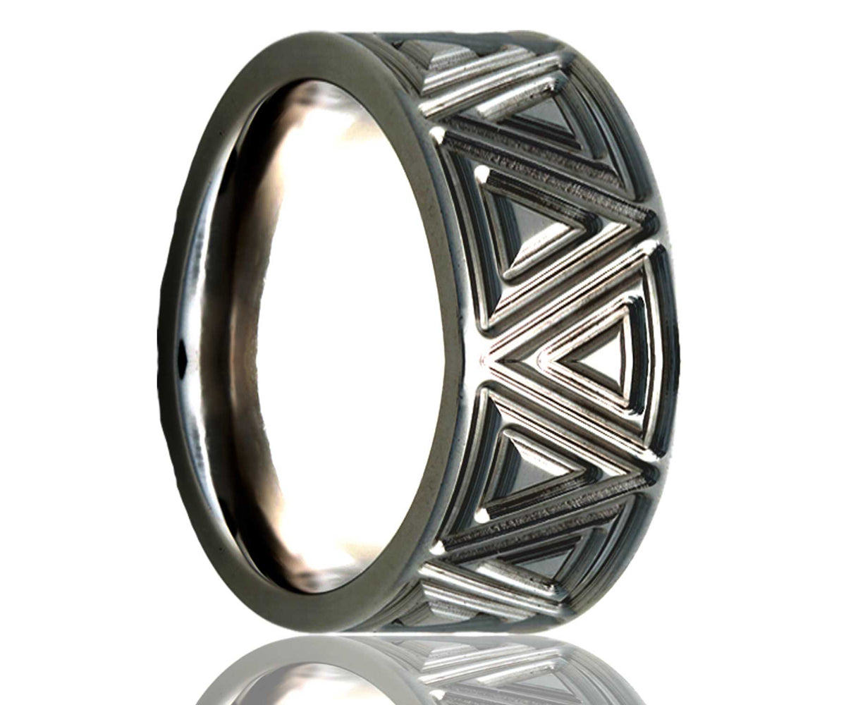Anillo de titanio fresado triangular plano
