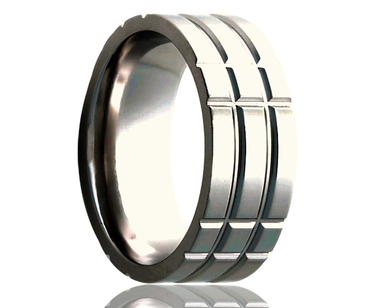 Anillo fresado con ranuras planas entrecruzadas de titanio