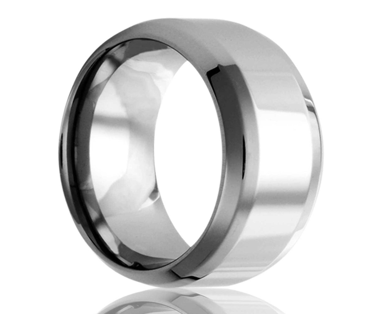 Men's Double Beveled Edge Tungsten Wedding Ring