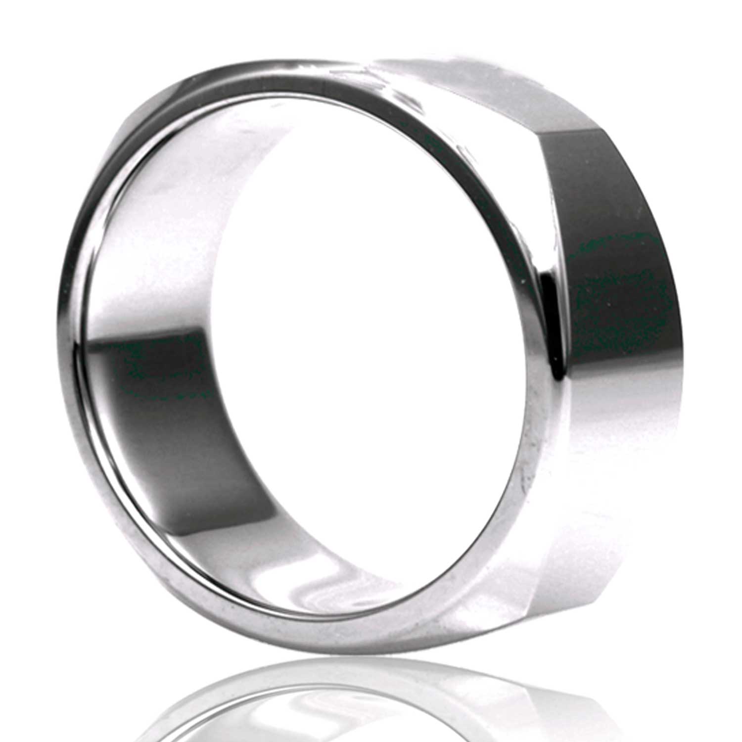 Men's Square Shank With A Beveled Edge Tungsten Wedding Ring 