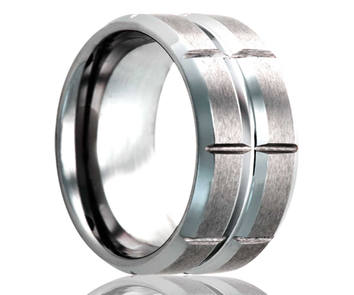 Men's Beveled Edge With Grove In The Center Wedding Ring