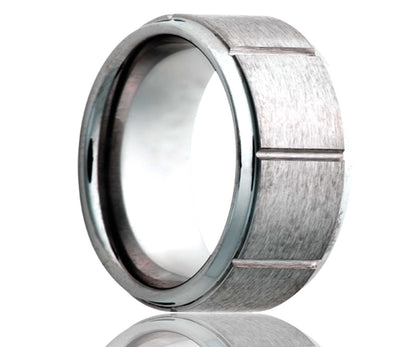 Men's Beveled Edge With Groves Wedding Ring 
