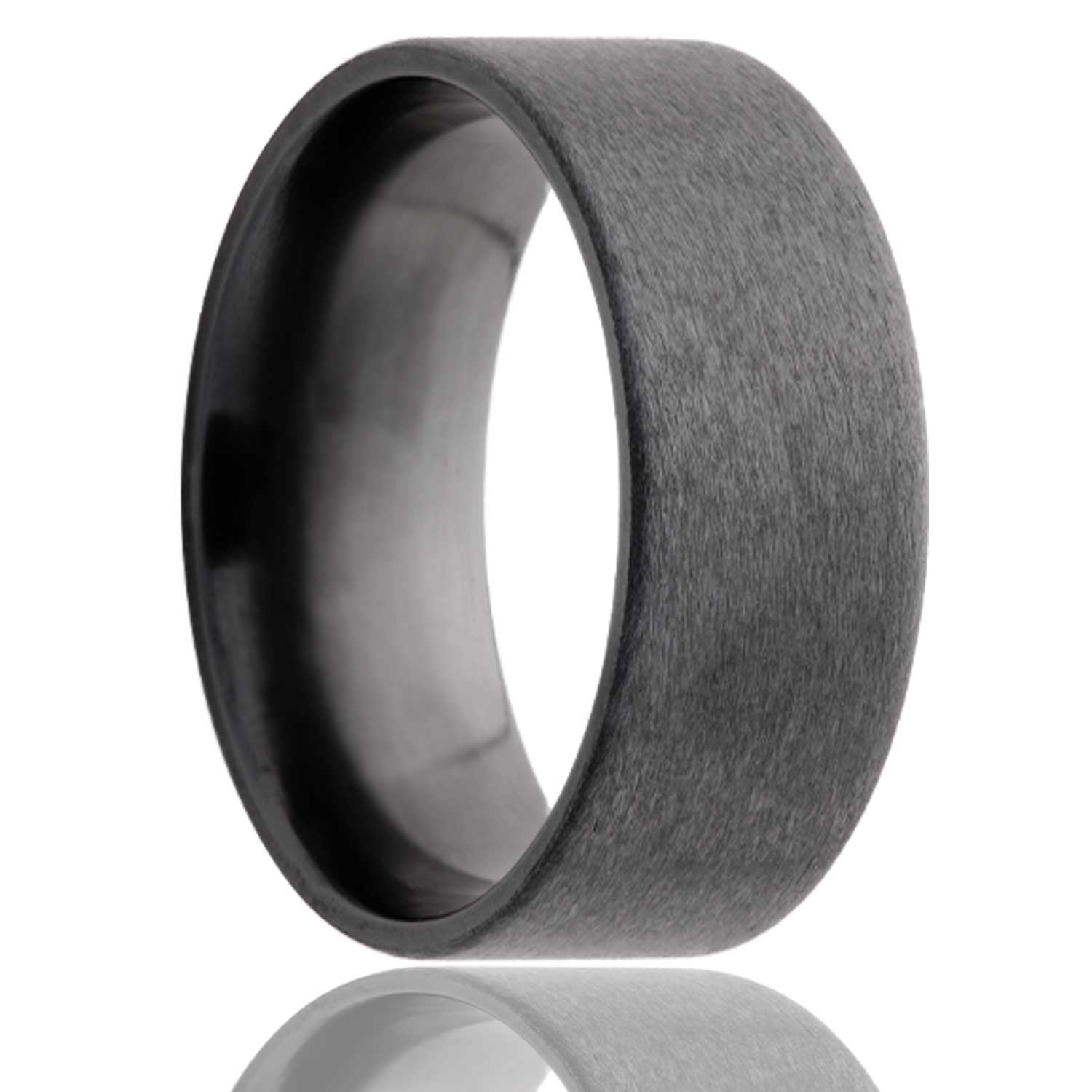 Men's Flat Zirconium band, satin finish top Wedding Ring