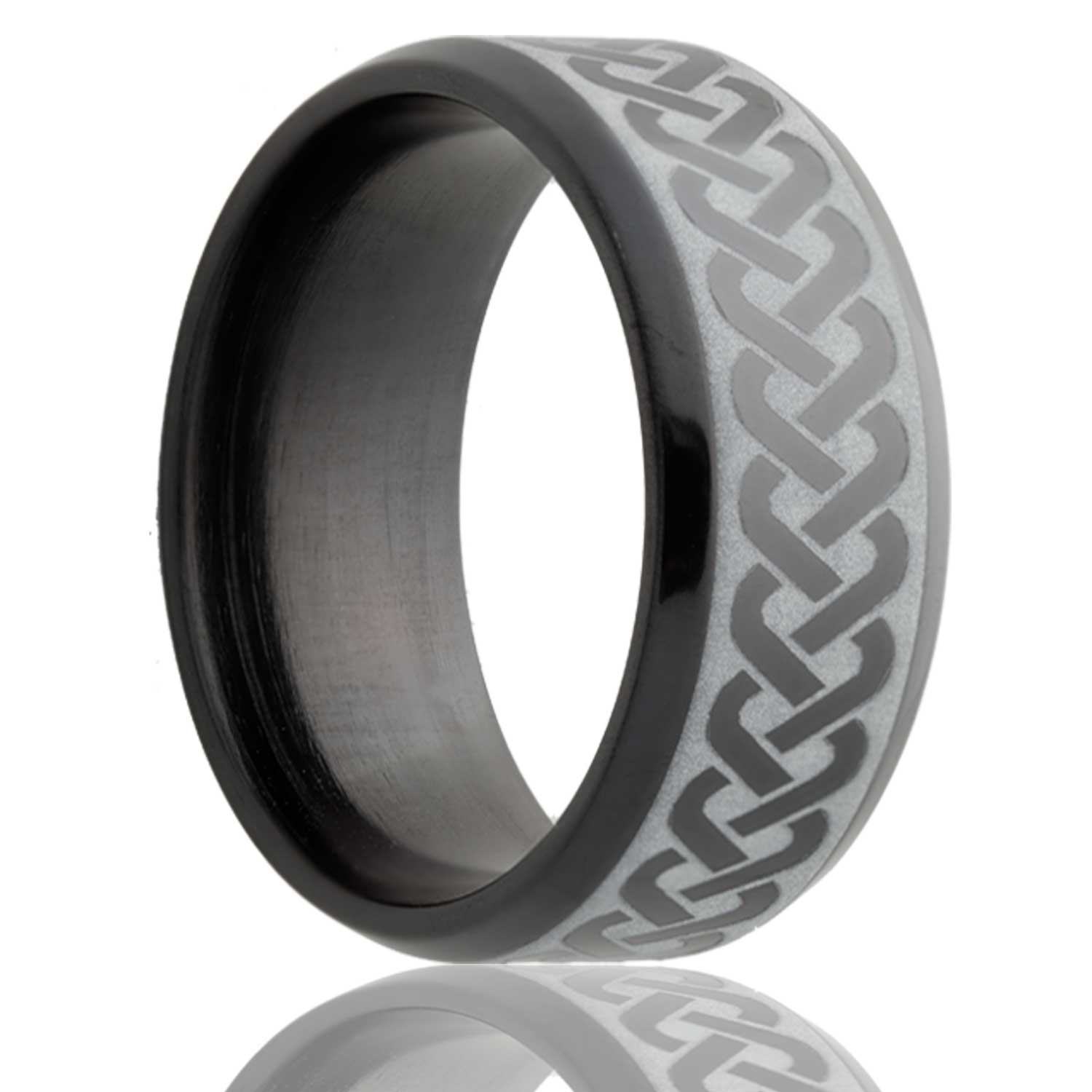 Anillo de circonio negro grabado Weave Eternity