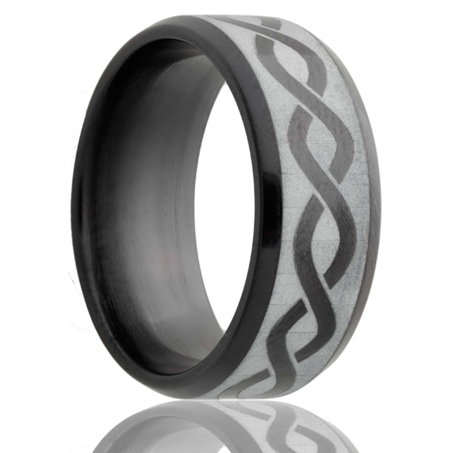 Eternity Weave Engraved Black Zirconium Ring