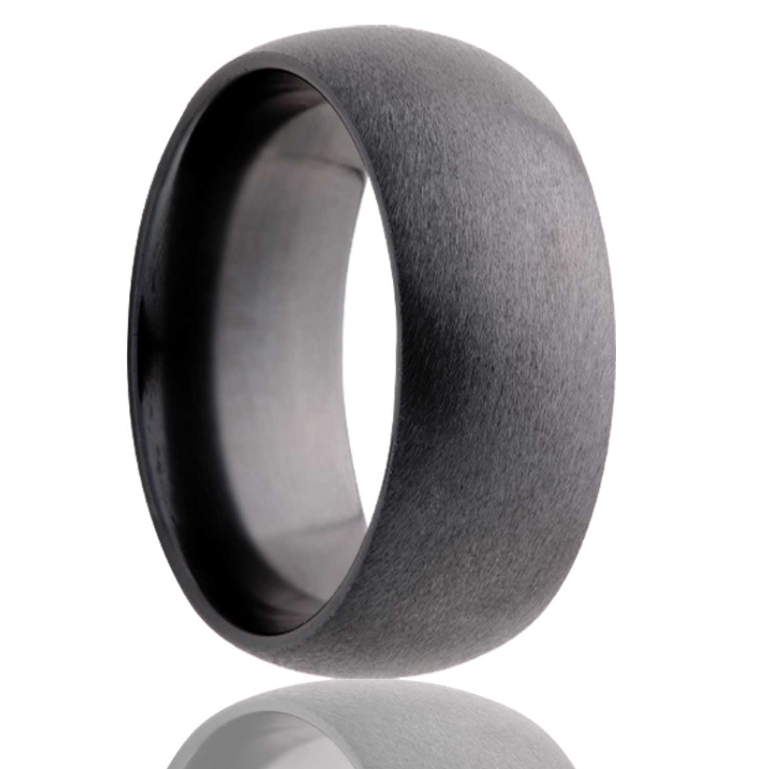 Men's Dome Zirconium band, satin finish top wedding ring