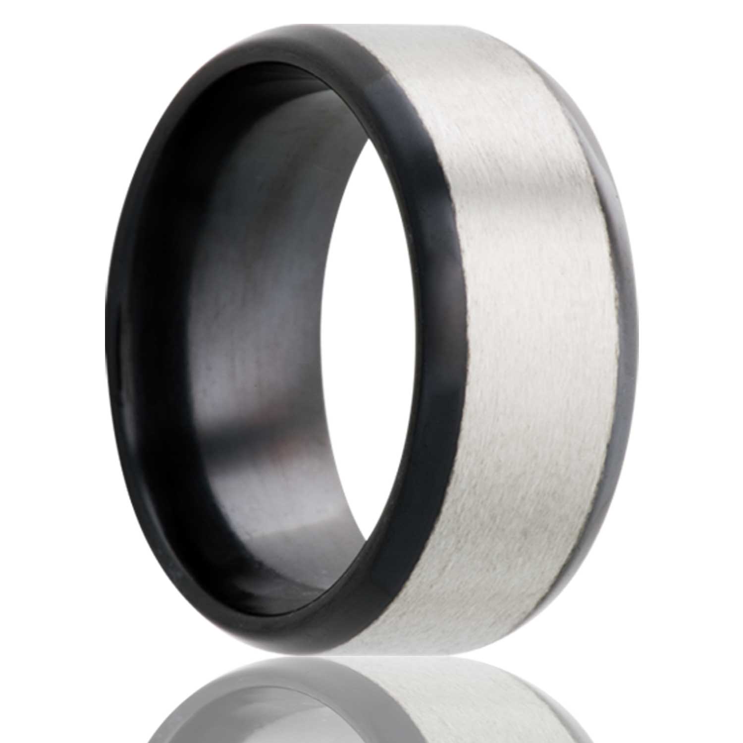 Men's beveled edge Zirconium band, polished with a satin center wedding ring
